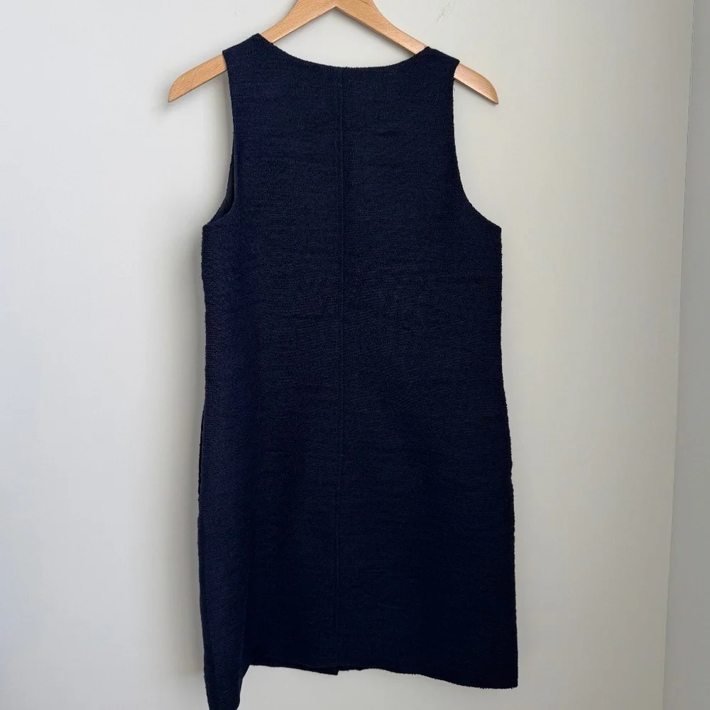 J Crew Factory Navy Tweed Sleeveless Shift Dress Size 10 - Picture 3 of 6
